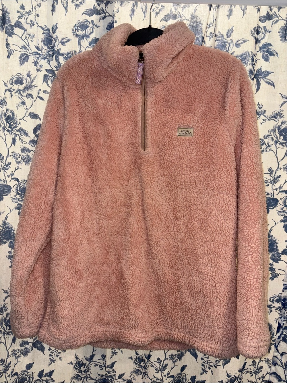 Simply Southern Dusty Pink Sherpa Quarter-Zip Pullover